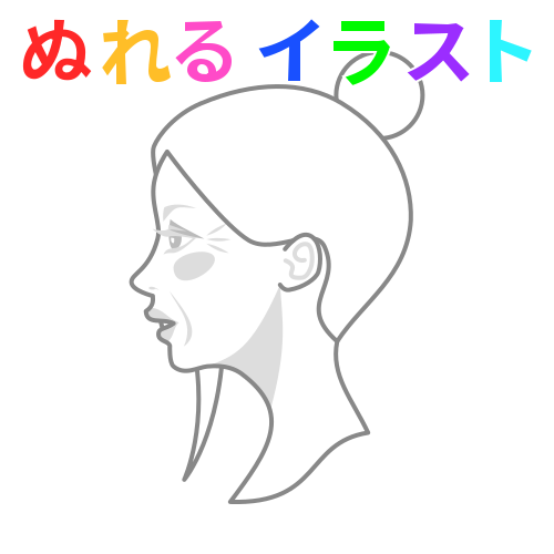 お団子ヘアの女性 横顔 の無料イラスト素材 塗れる Nureyon