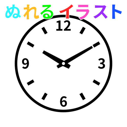 色塗りできる掛け時計の文字盤のフリーイラスト ぬれるイラスト Nureyon