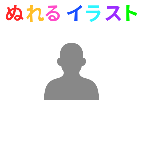 灰色シルエット リアルな人型の上半身の無料イラスト素材 塗れる